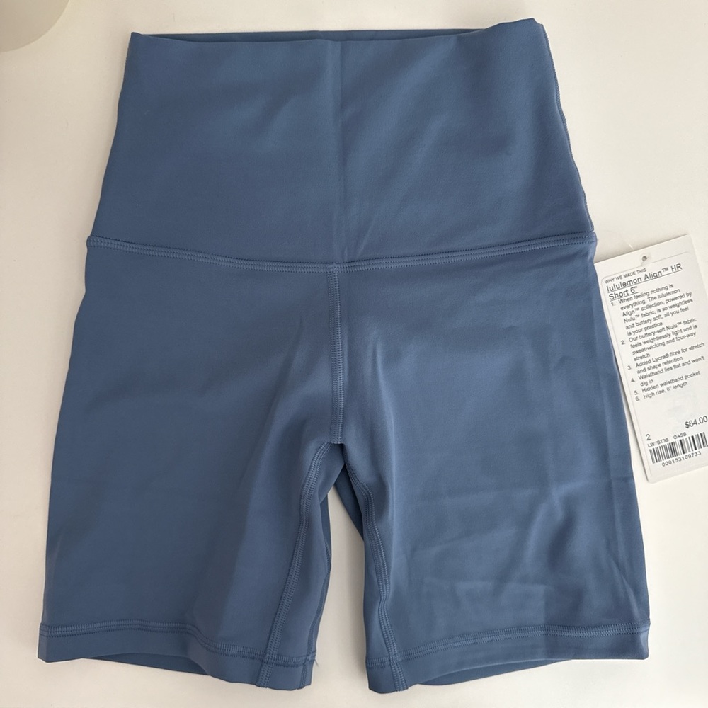 NWT Lululemon Align High-rise Short 6" in Oasis Blue size 2